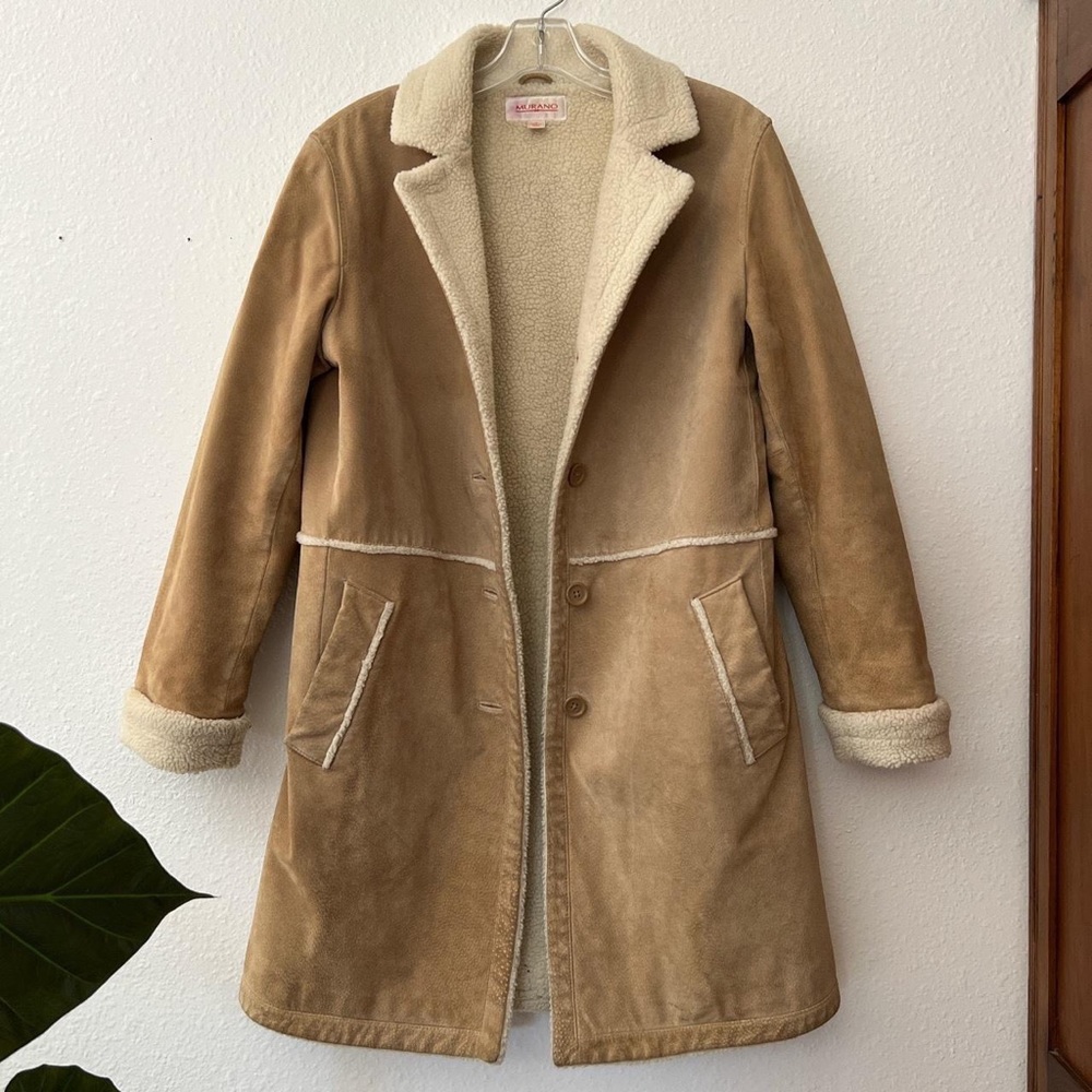 Vintage MURANO Genuine Leather Sherpa Coat